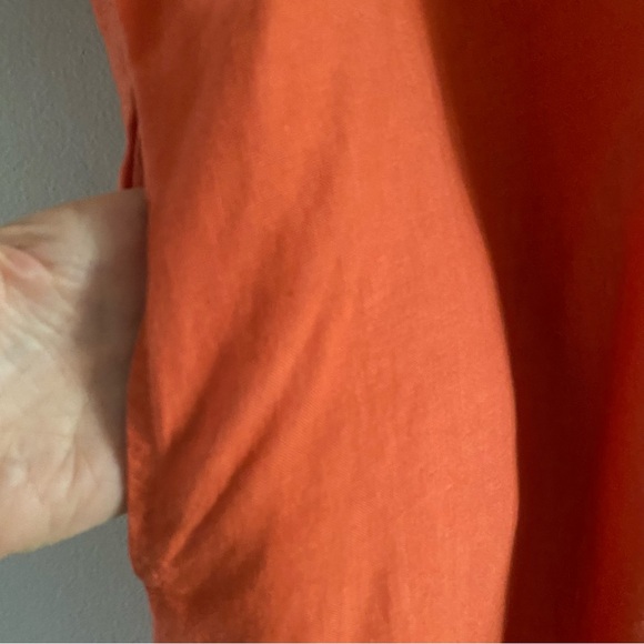 Filosofia Women’s 100% Linen Dress Spice Orange Double V-Neck Pockets Size XS - Picture 6 of 13